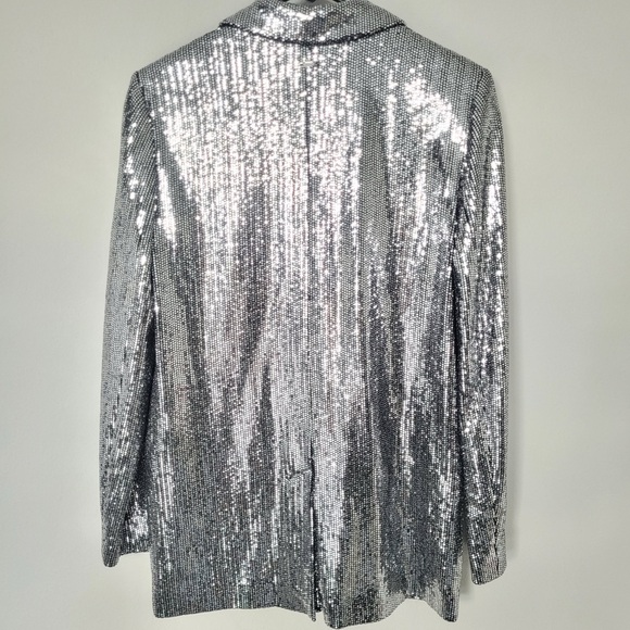 A/X Armani Exchange Shimmering Silver Blazer size 4 - Picture 3 of 3